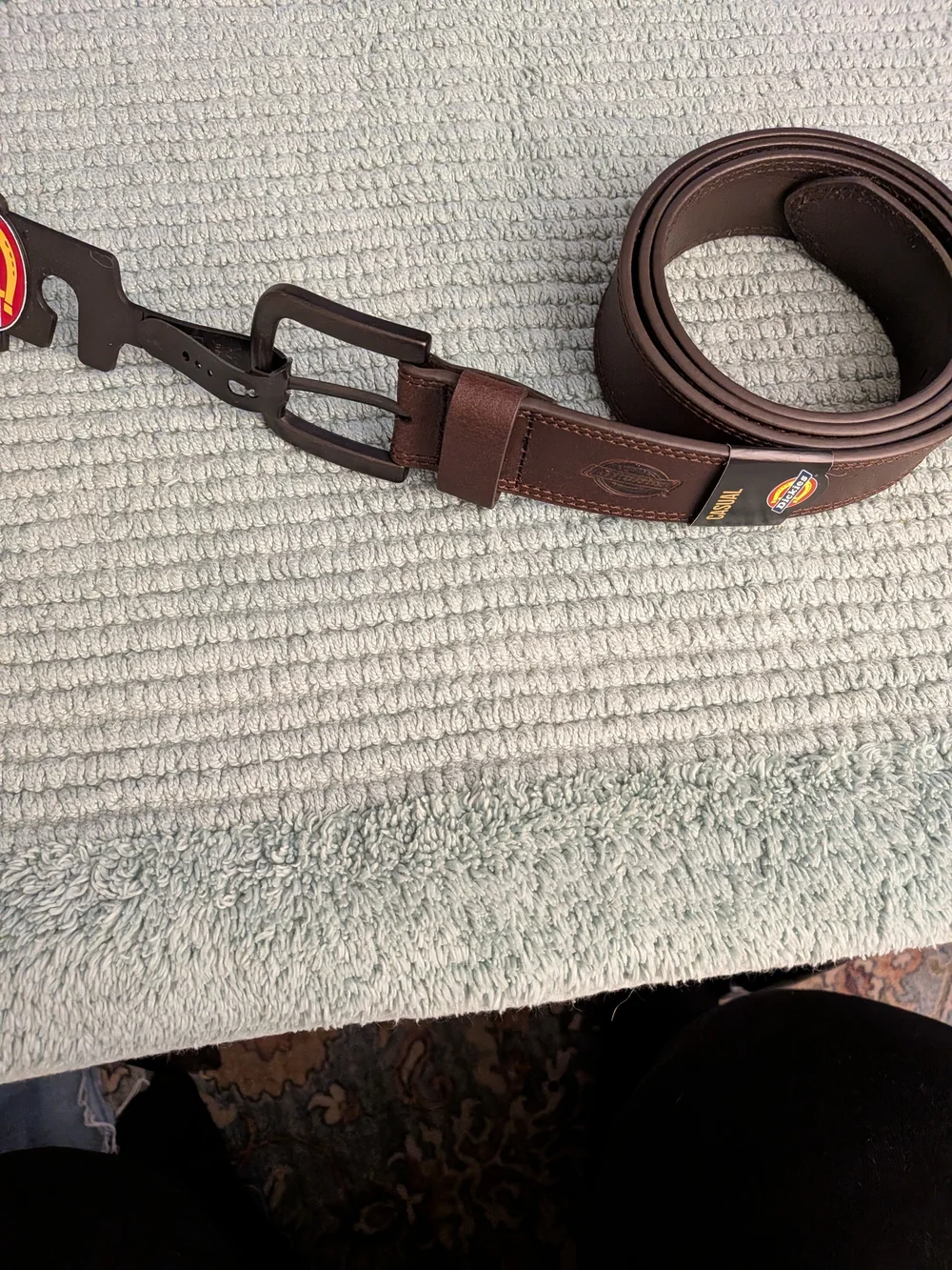 NWT Men's Dickies Workwear Belt Big/Tall Sz 46 Double Row Stitching Matte Buckle